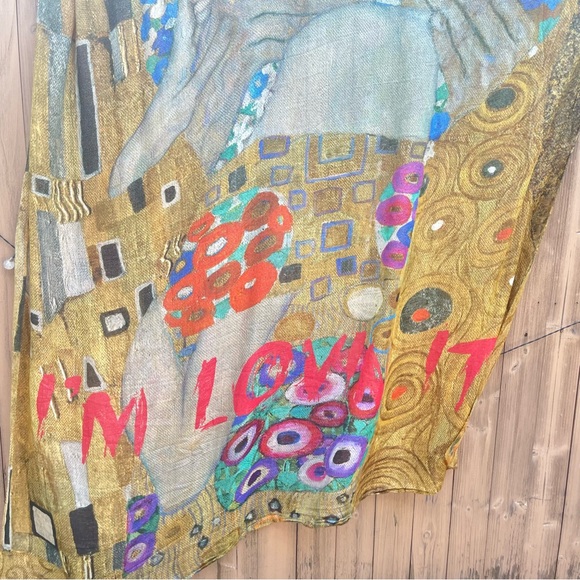 The Kiss -oversized Sheer + Sparkly SCARF. / Wrap - Gustav Klimt - silk blend - Picture 7 of 9